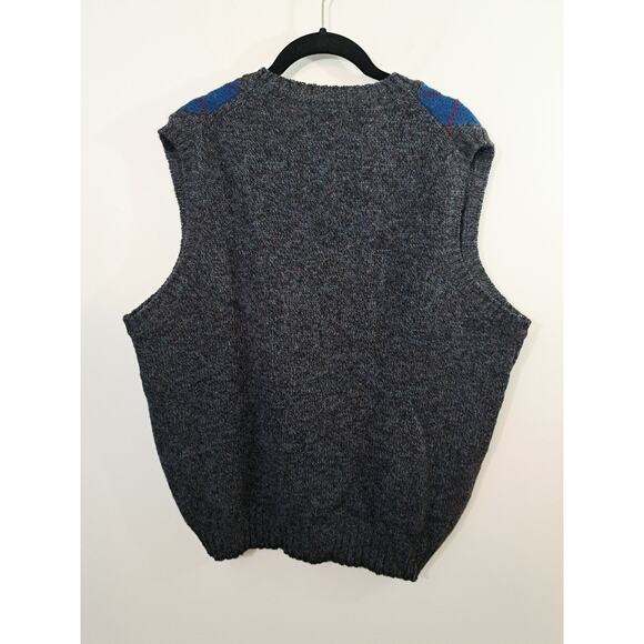 Woodward Shop Men's Vintage Gray Argyle Sweater Vest Large Shetland Wool - Picture 2 of 4